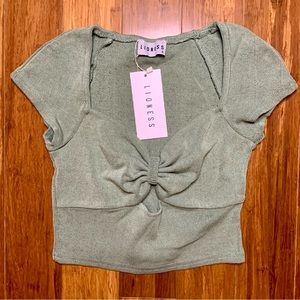 NWT Lioness Cutout Gathered Front Crop Top